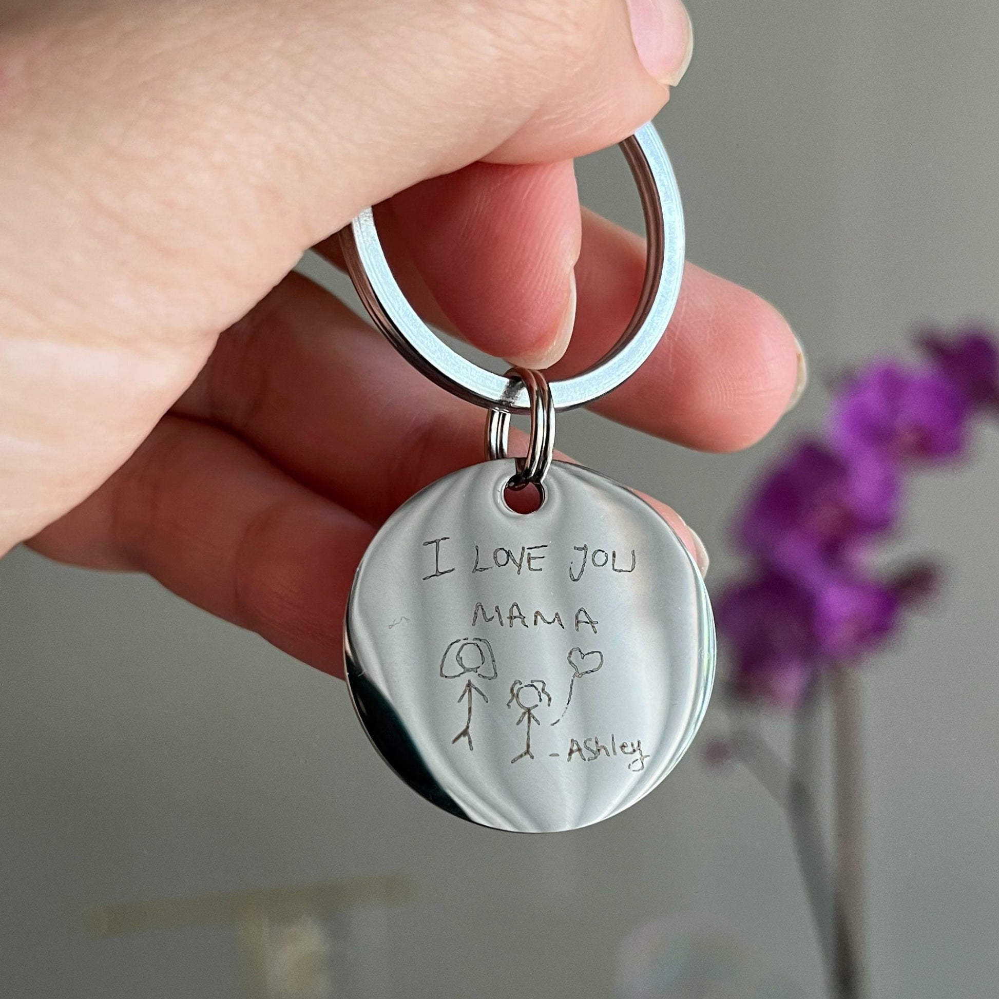 Custom Handwriting Keychain: Stainless Steel Signature Gift