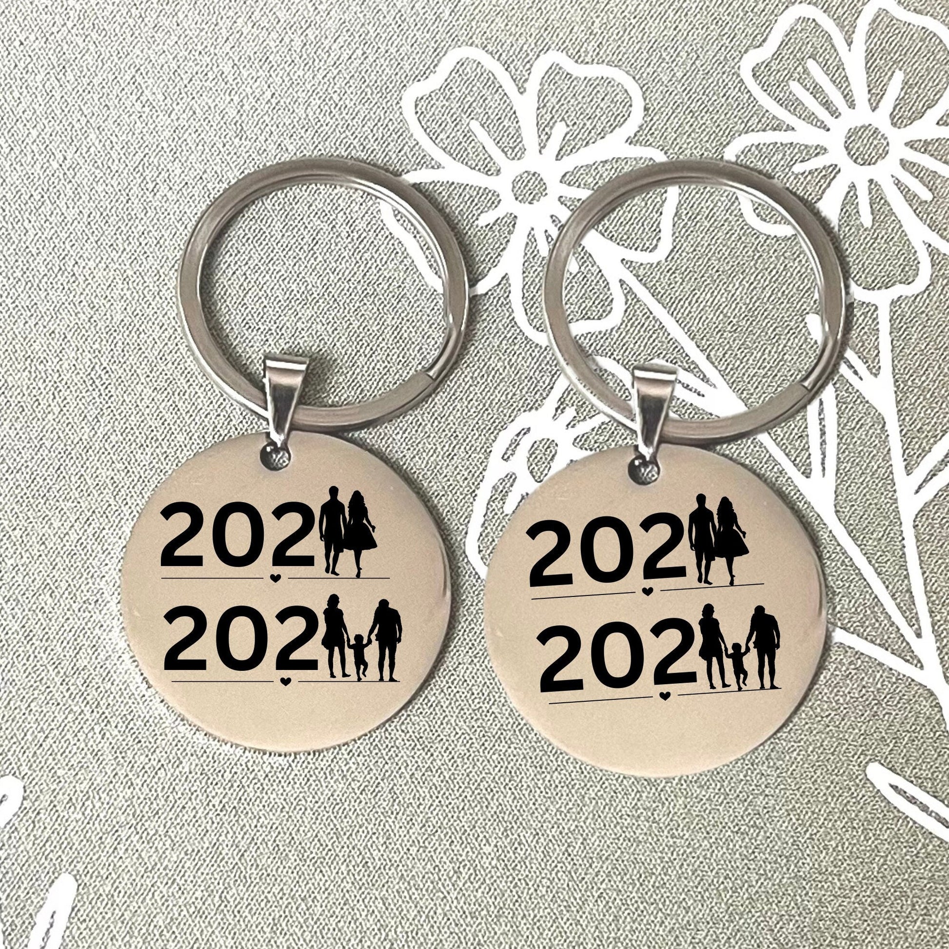 Mommy & Daddy To Be Stainless Steel Keychain Set: Expectant Parent Gift