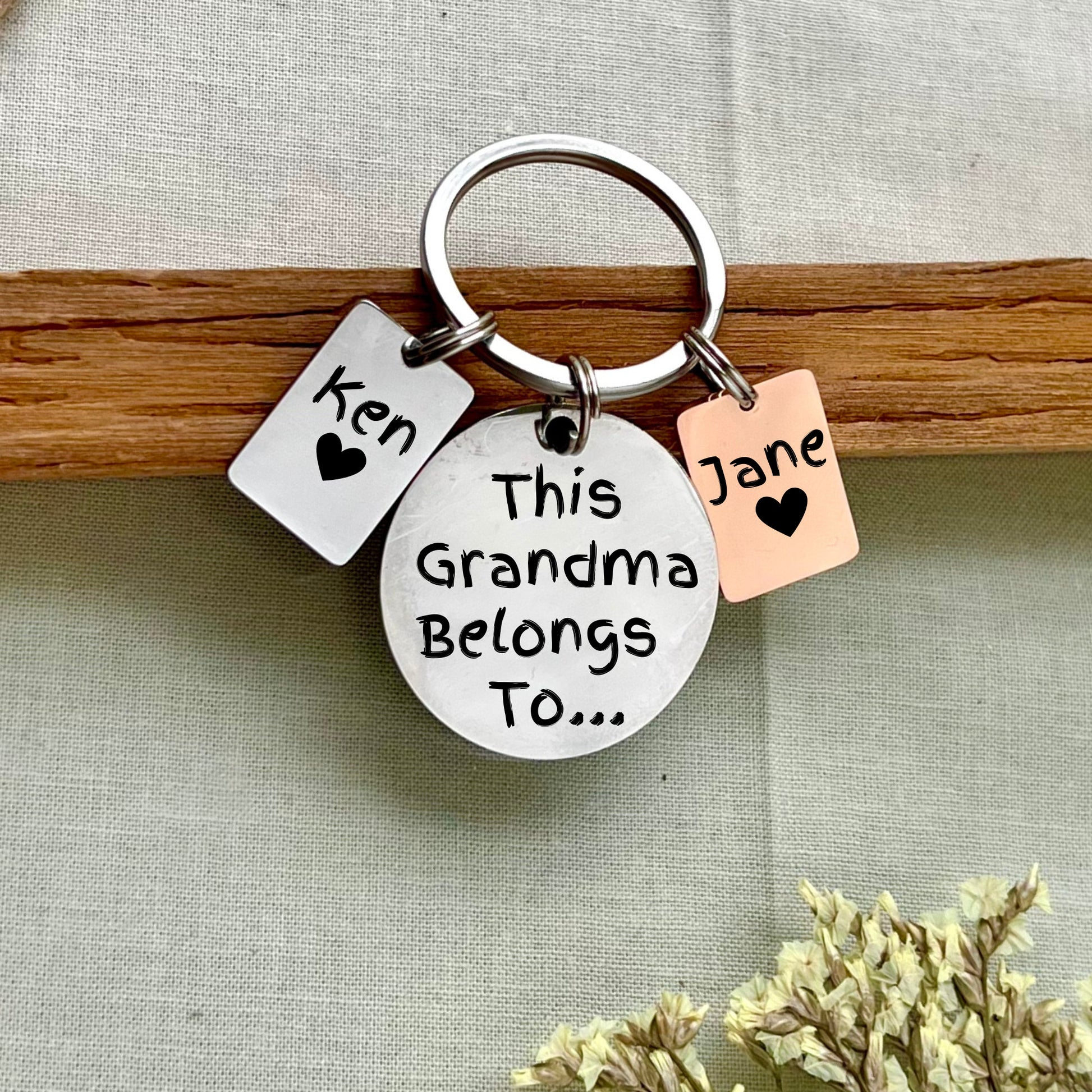 This Grandma Belongs to - Heartfelt Loved Nanny Keychain - Stainless Steel - Grandma Gift