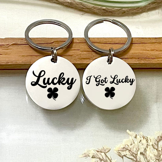 Personalized Lucky Four Leaf Clover Stainless Steel Keychain - St. Patrick's Day Gift