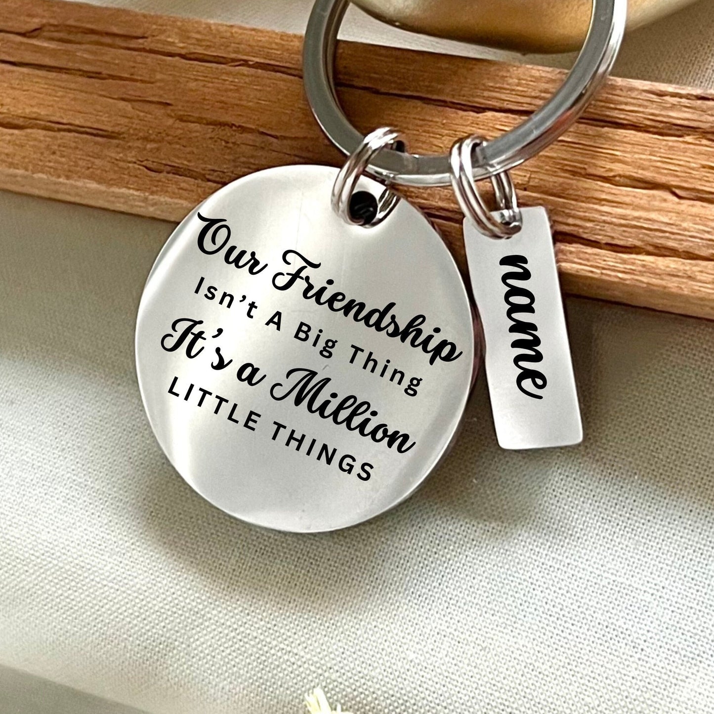 Personalized Stainless Steel Friendship Keychain: Million Little Things Keepsake