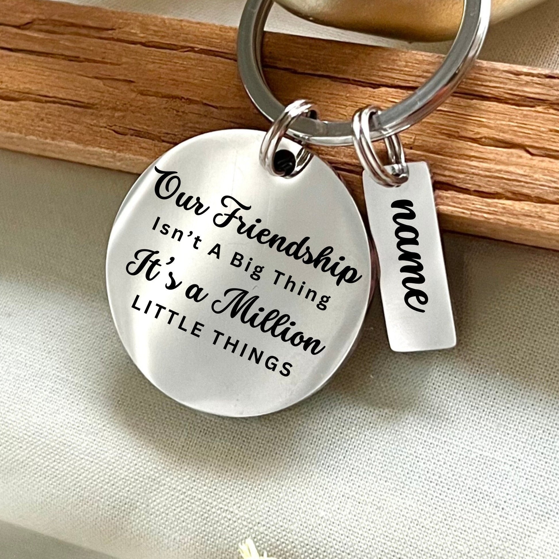 Personalized Stainless Steel Friendship Keychain: Million Little Things Keepsake