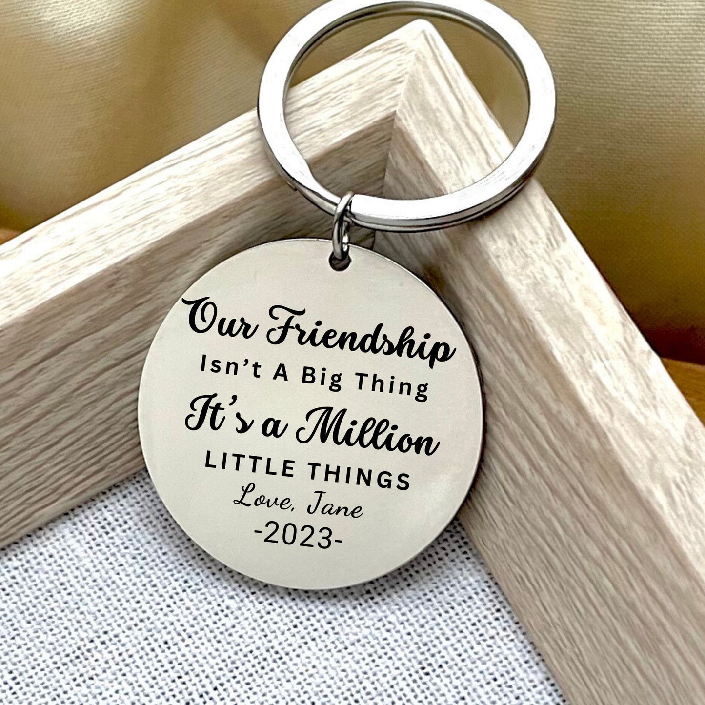 Personalized Stainless Steel Friendship Keychain: Million Little Things Keepsake