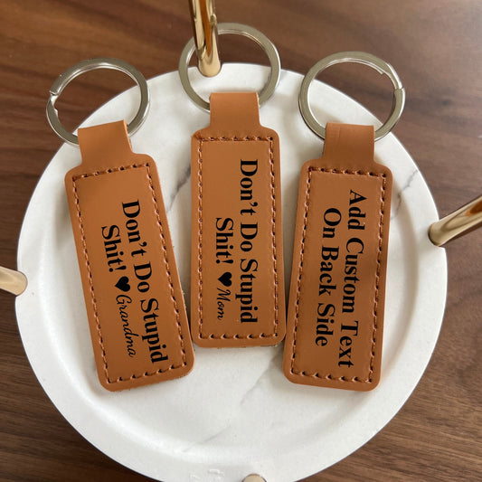 Personalized PU Leather Keychain: Custom Sarcastic Gift