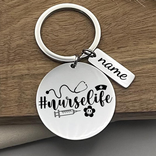 Personalized Nurse Life Keychain: Stainless Steel Nurse Appreciation Gift