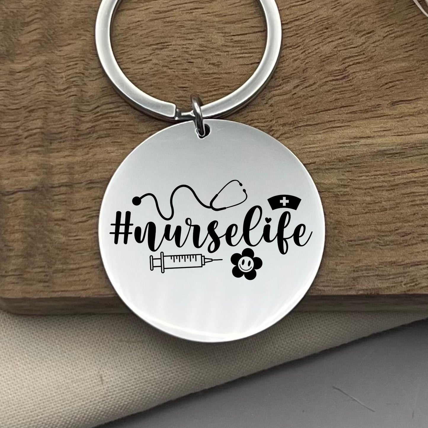 Personalized Nurse Life Keychain: Stainless Steel Nurse Appreciation Gift