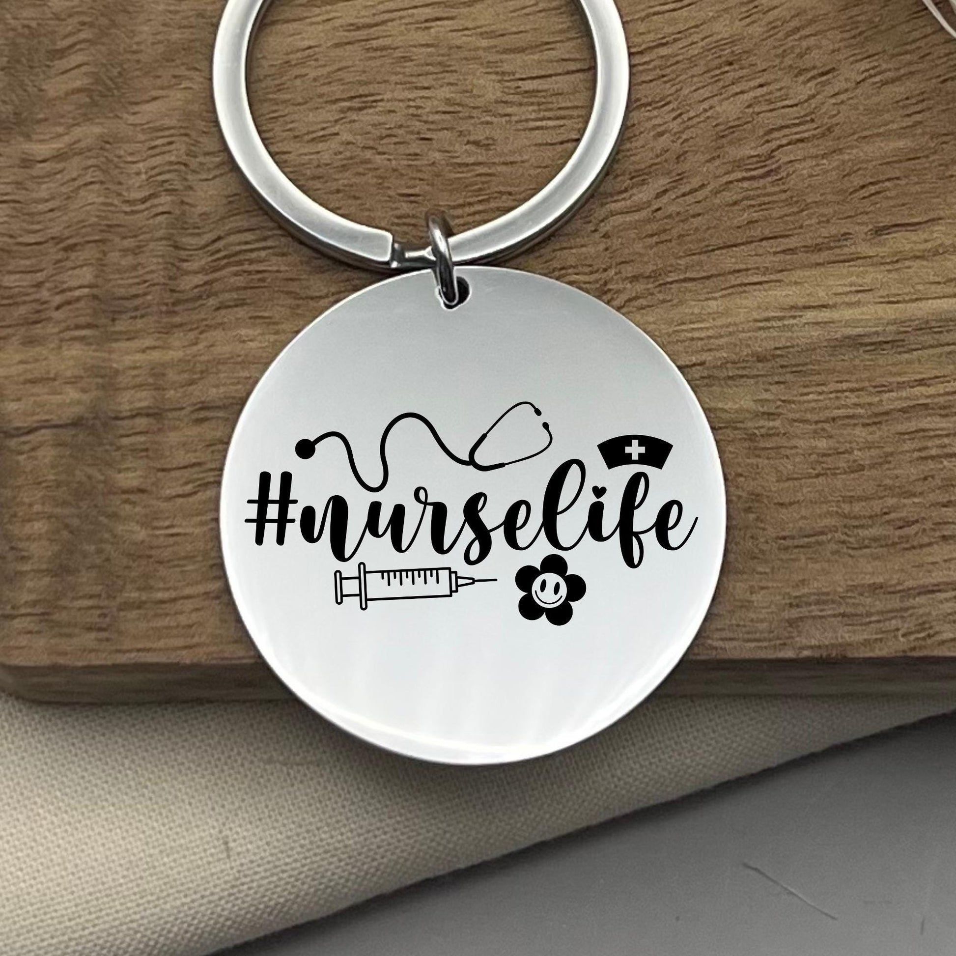Personalized Nurse Life Keychain: Stainless Steel Nurse Appreciation Gift