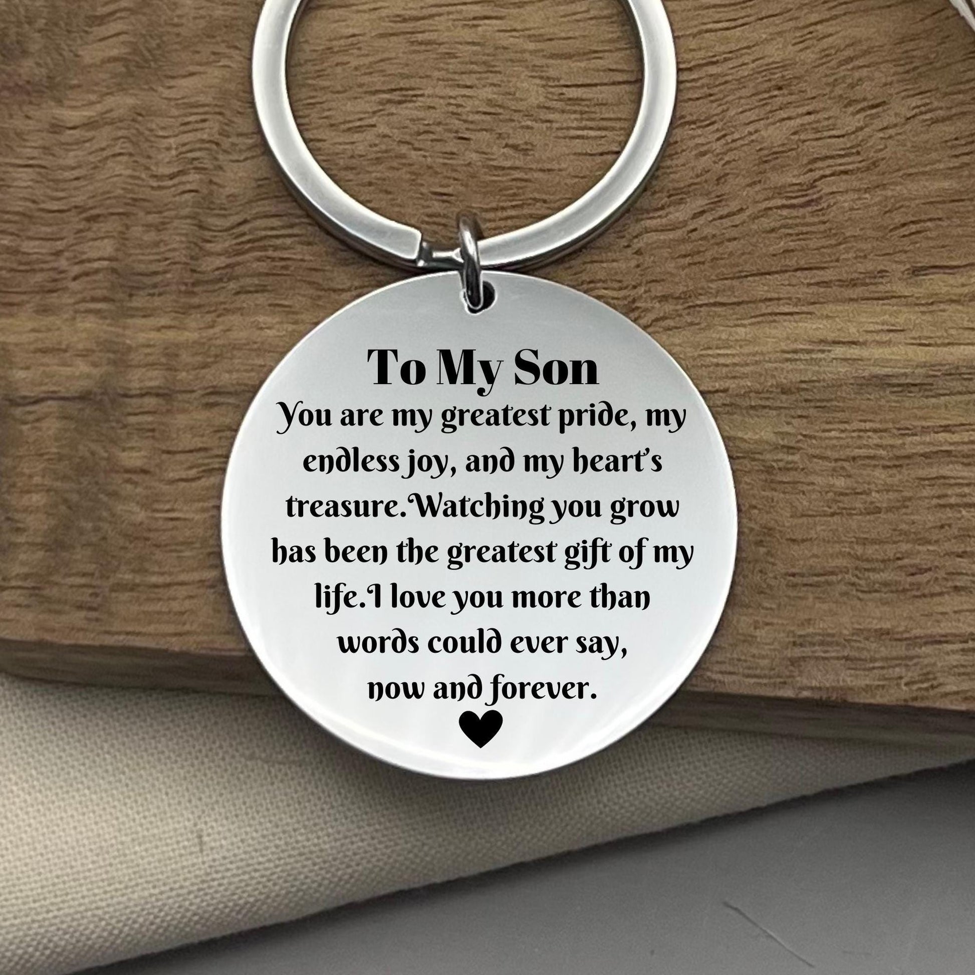 Personalized To My Son Keychain - Engraved Stainless Steel Keyring