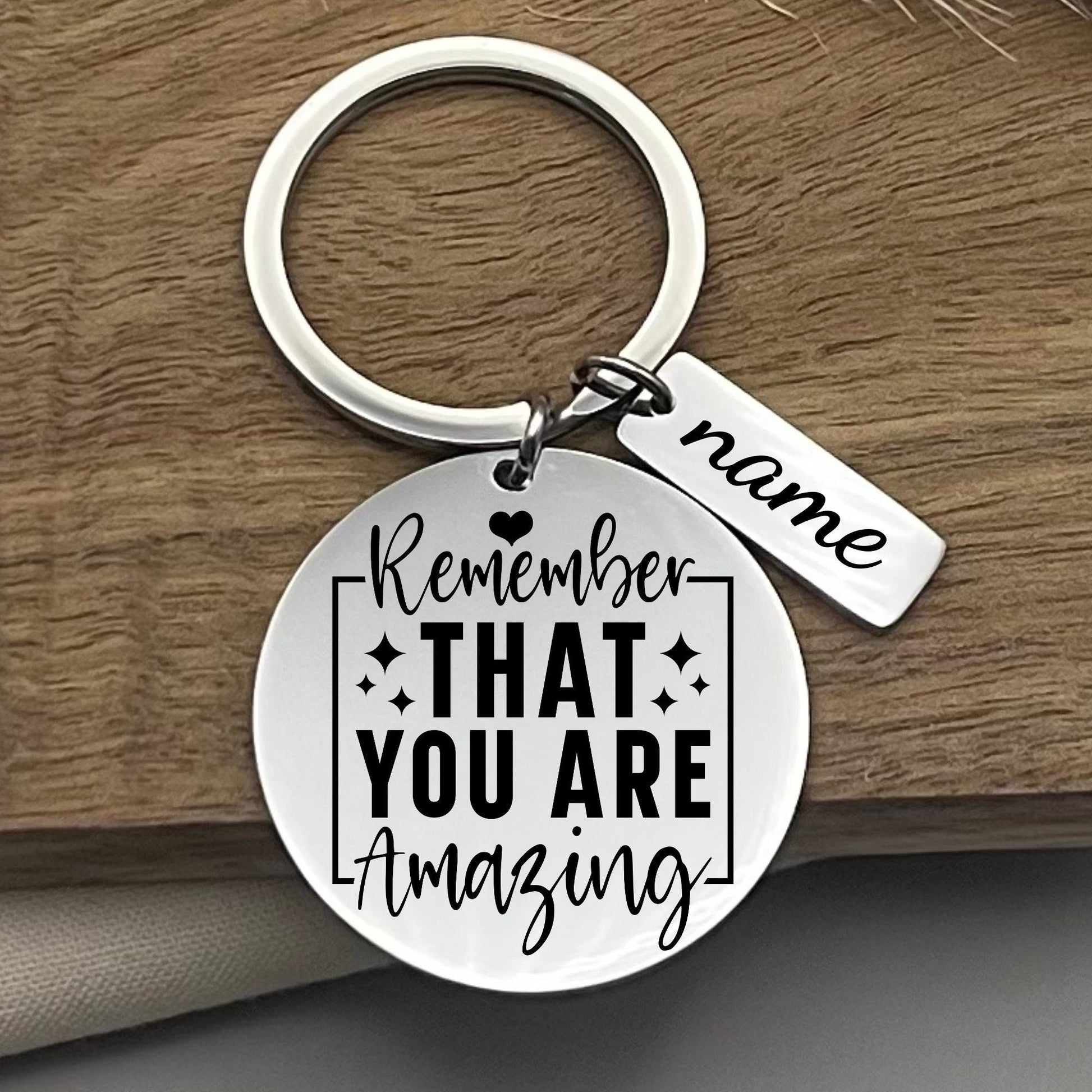 Custom Stainless Steel Keychain: Engraved Inspirational Reminder
