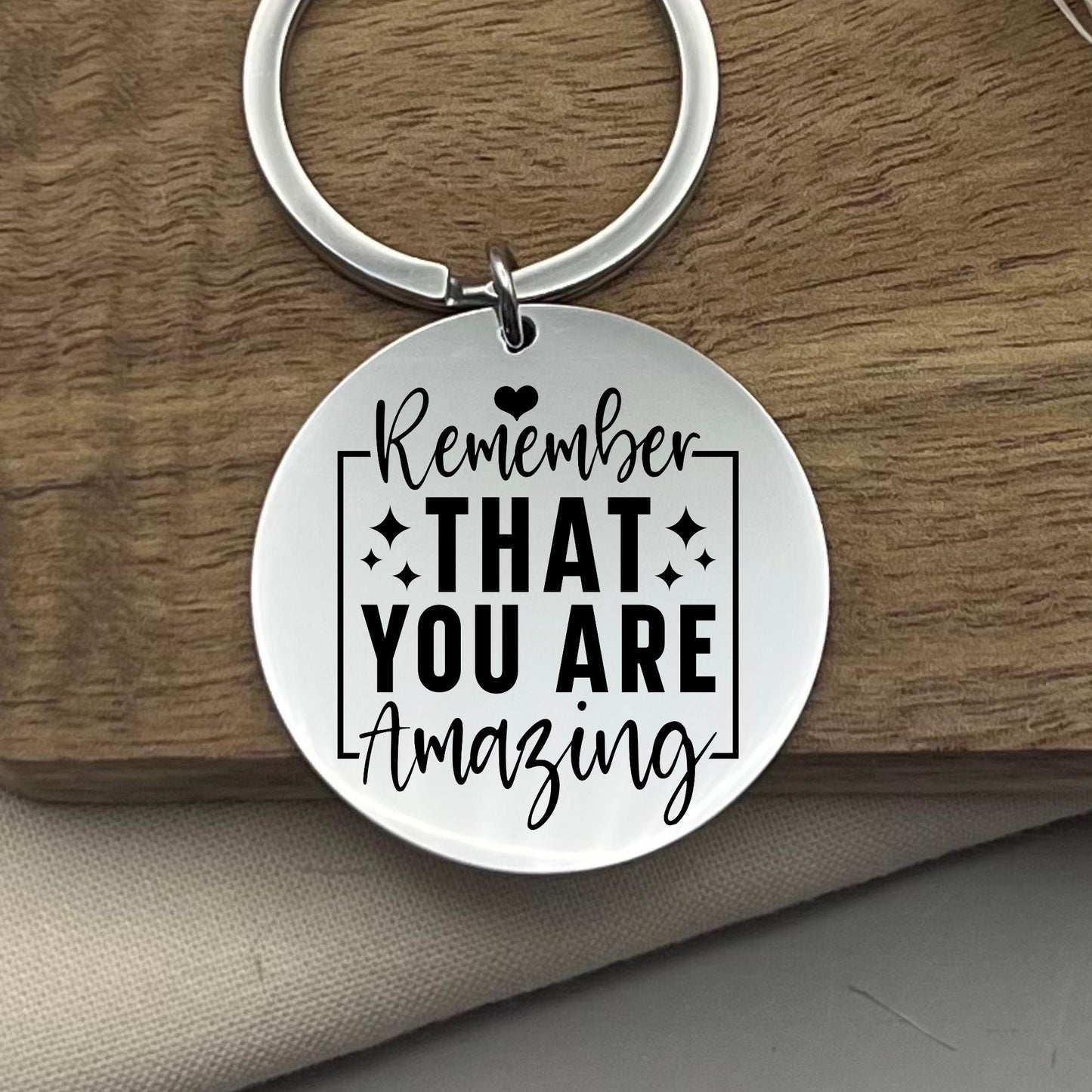 Custom Stainless Steel Keychain: Engraved Inspirational Reminder