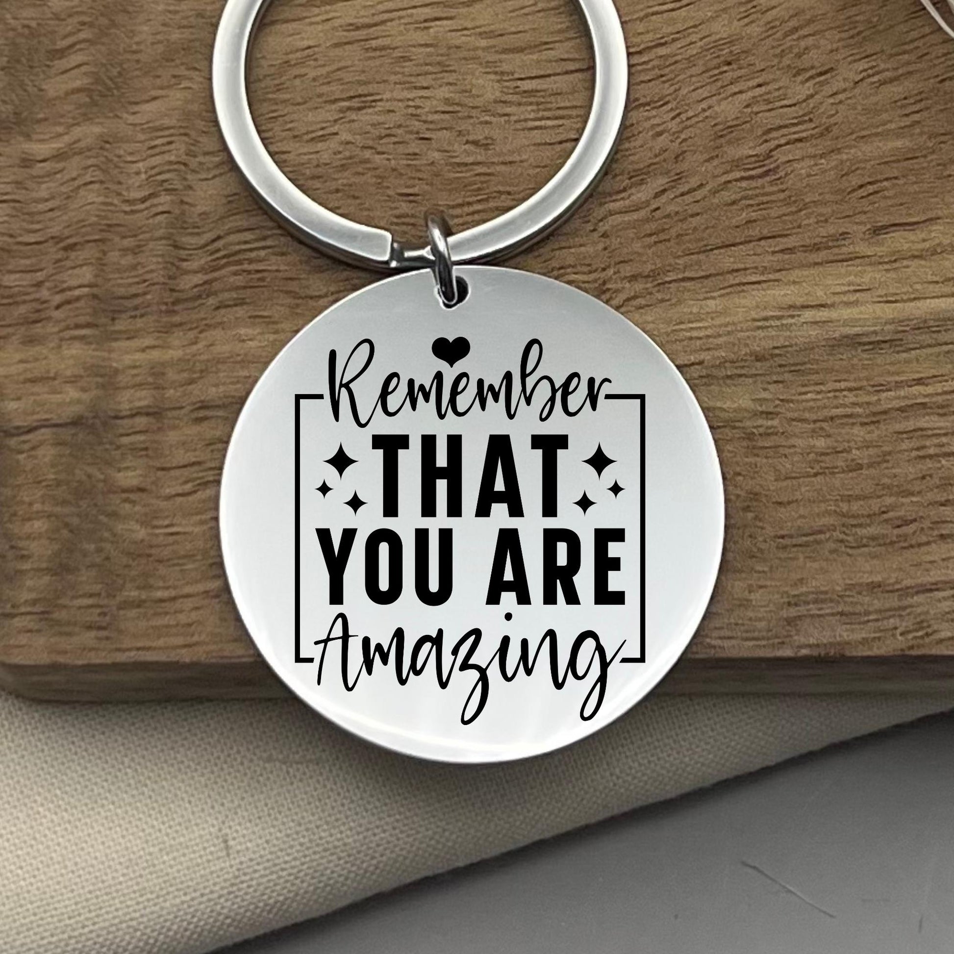 Custom Stainless Steel Keychain: Engraved Inspirational Reminder