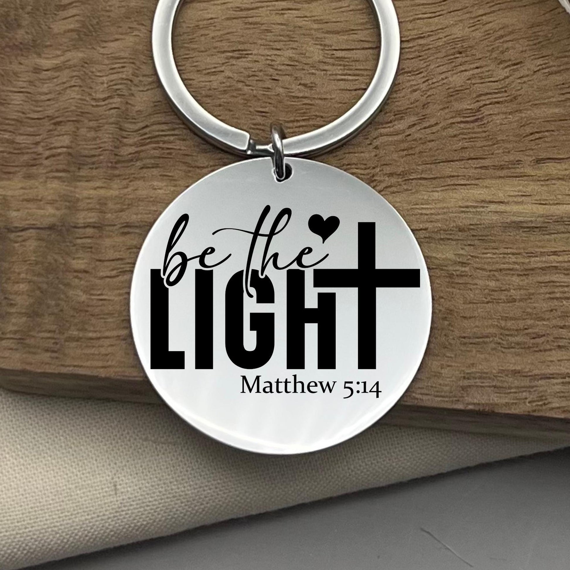 Personalized 'Be The Light' Stainless Steel Keychain - Faith Gift