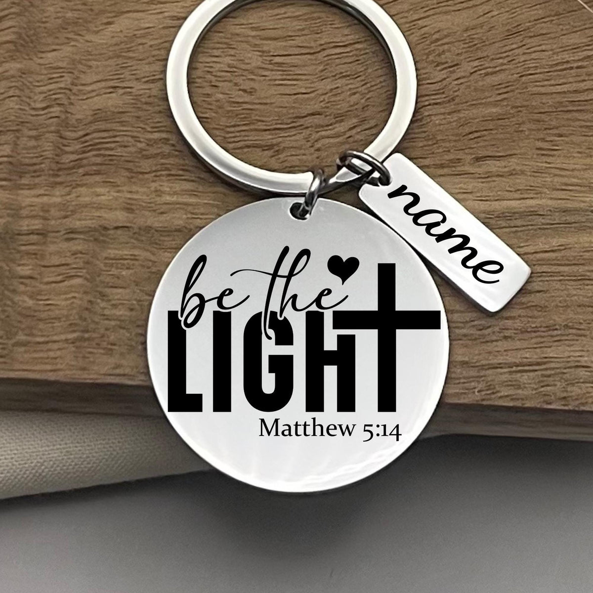 Personalized 'Be The Light' Stainless Steel Keychain - Faith Gift