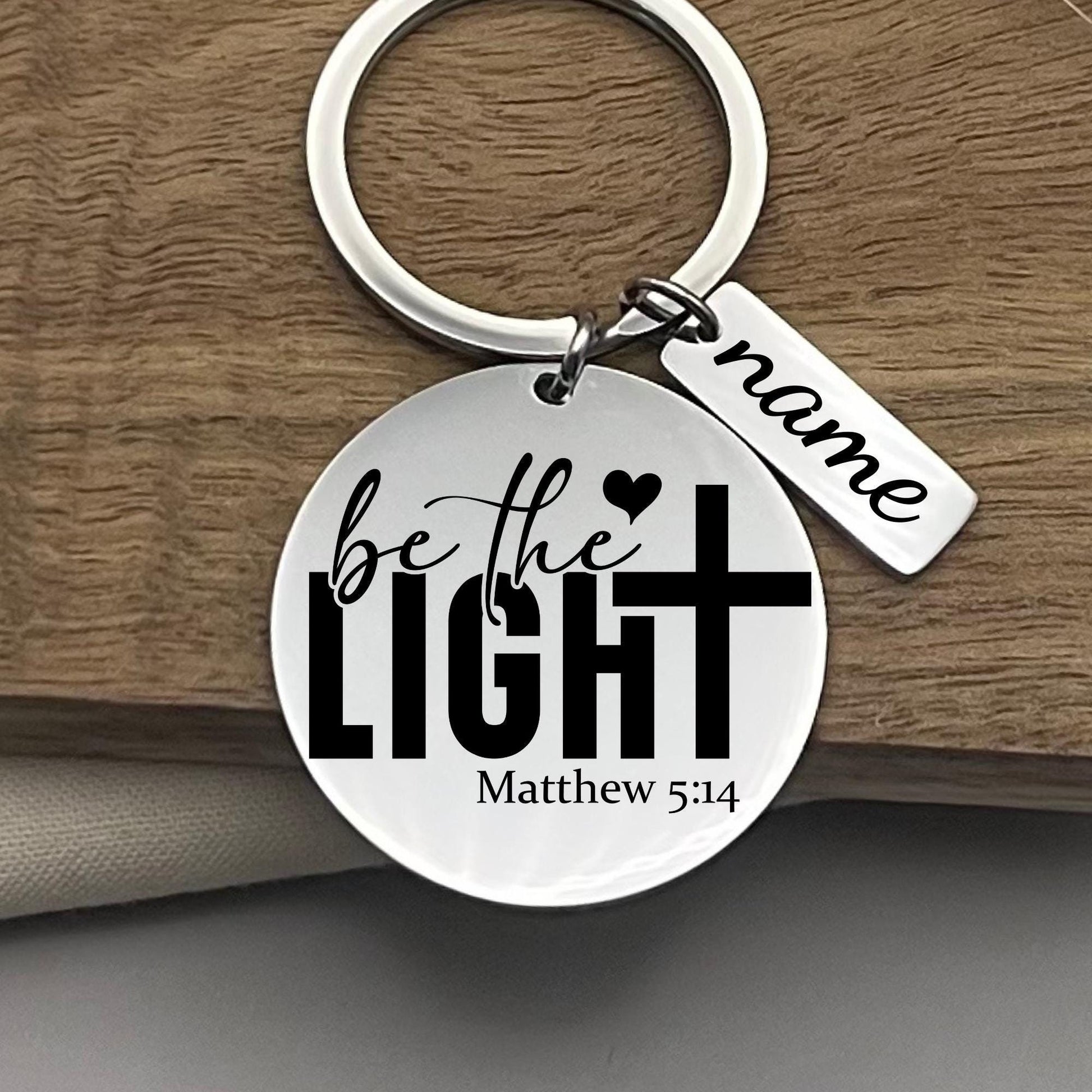 Personalized 'Be The Light' Stainless Steel Keychain - Faith Gift