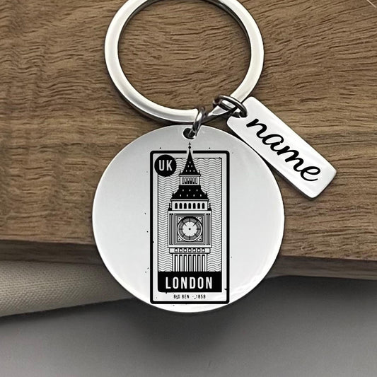 Personalized London Keychain: Stainless Steel Souvenir Gift