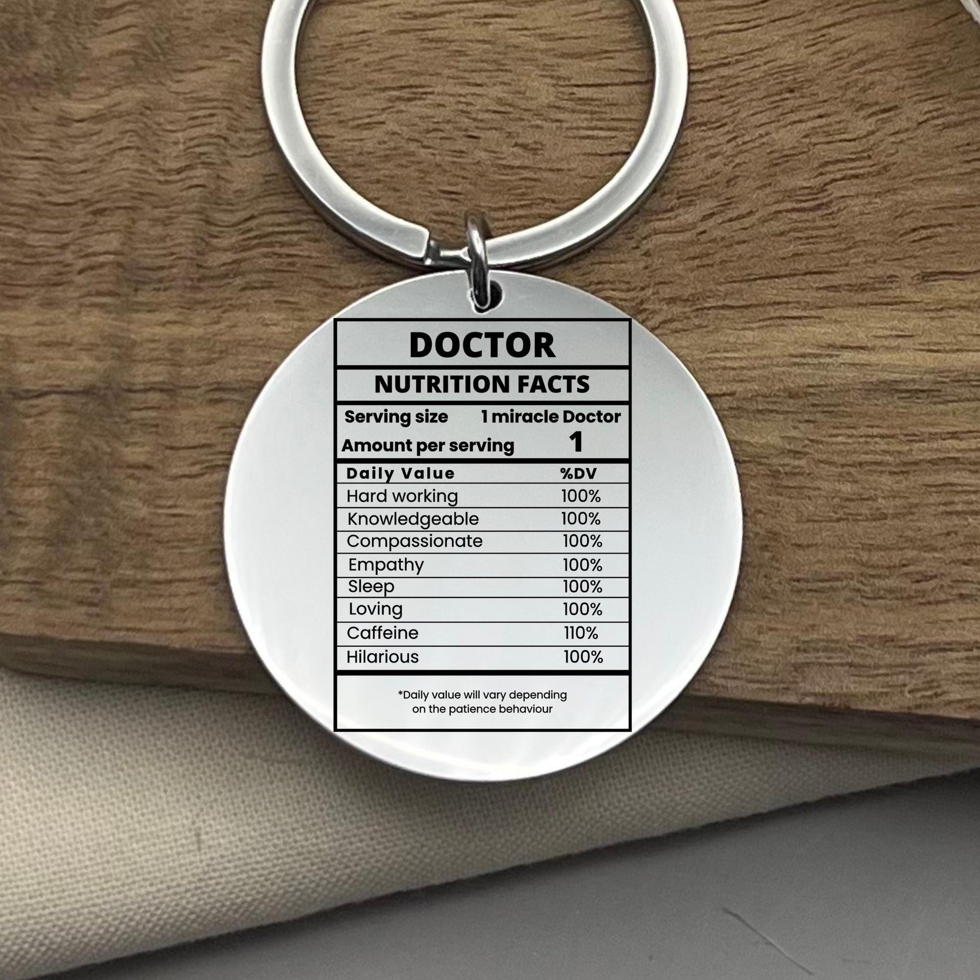 Personalized Doctor Nutrition Facts Keychain - Funny Profession Gift