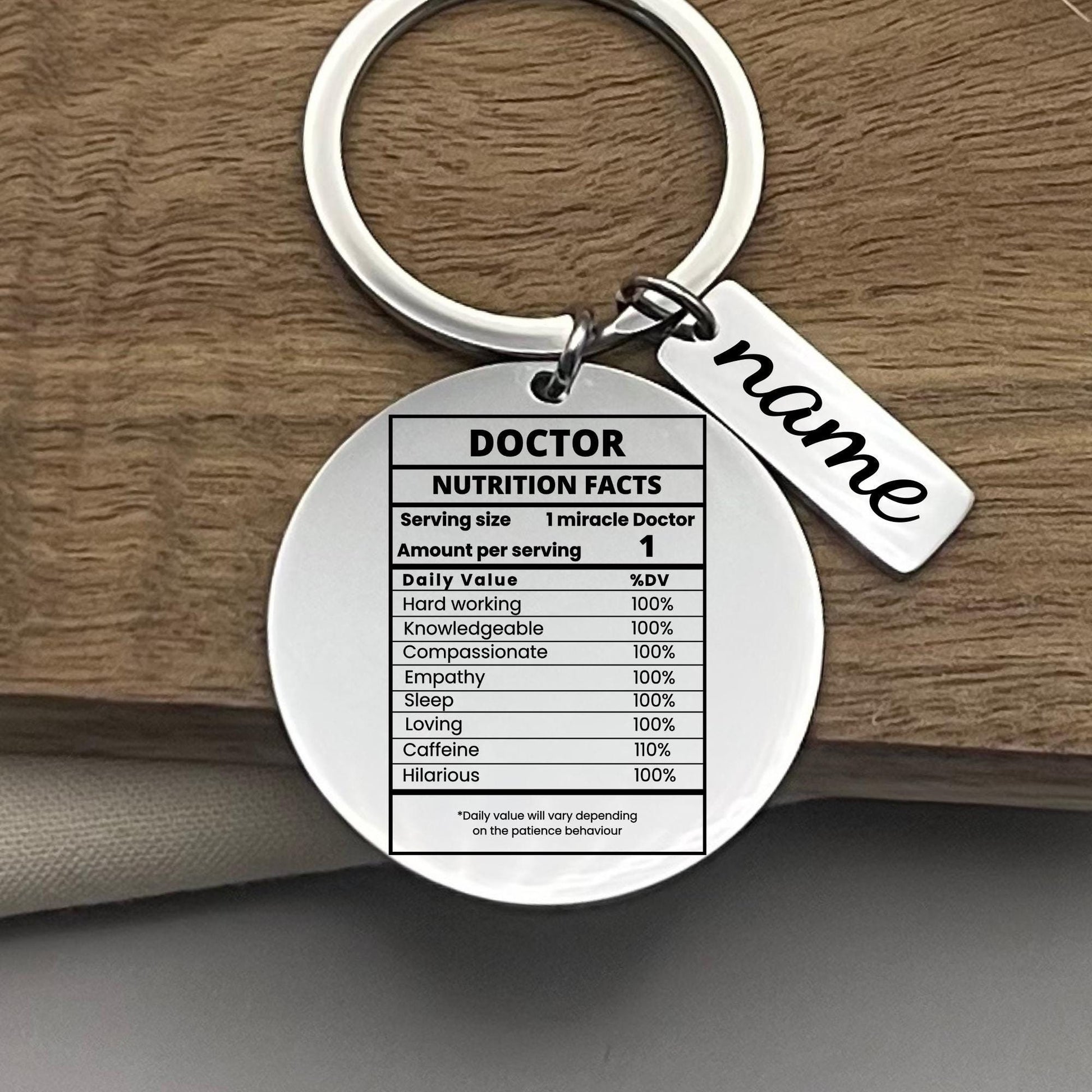 Personalized Doctor Nutrition Facts Keychain - Funny Profession Gift