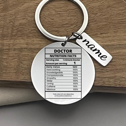 Personalized Doctor Nutrition Facts Keychain - Funny Profession Gift