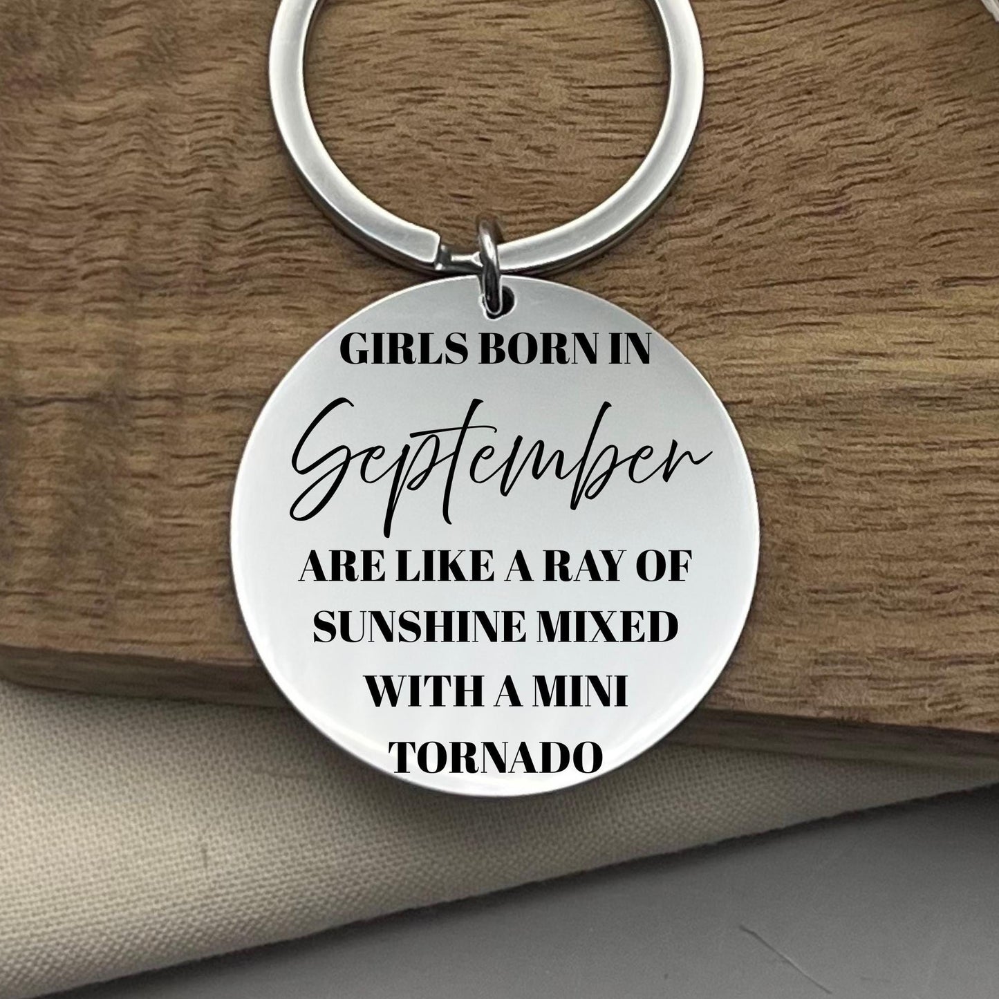 Personalized September Girl Keychain: Stainless Steel Birthday Gift