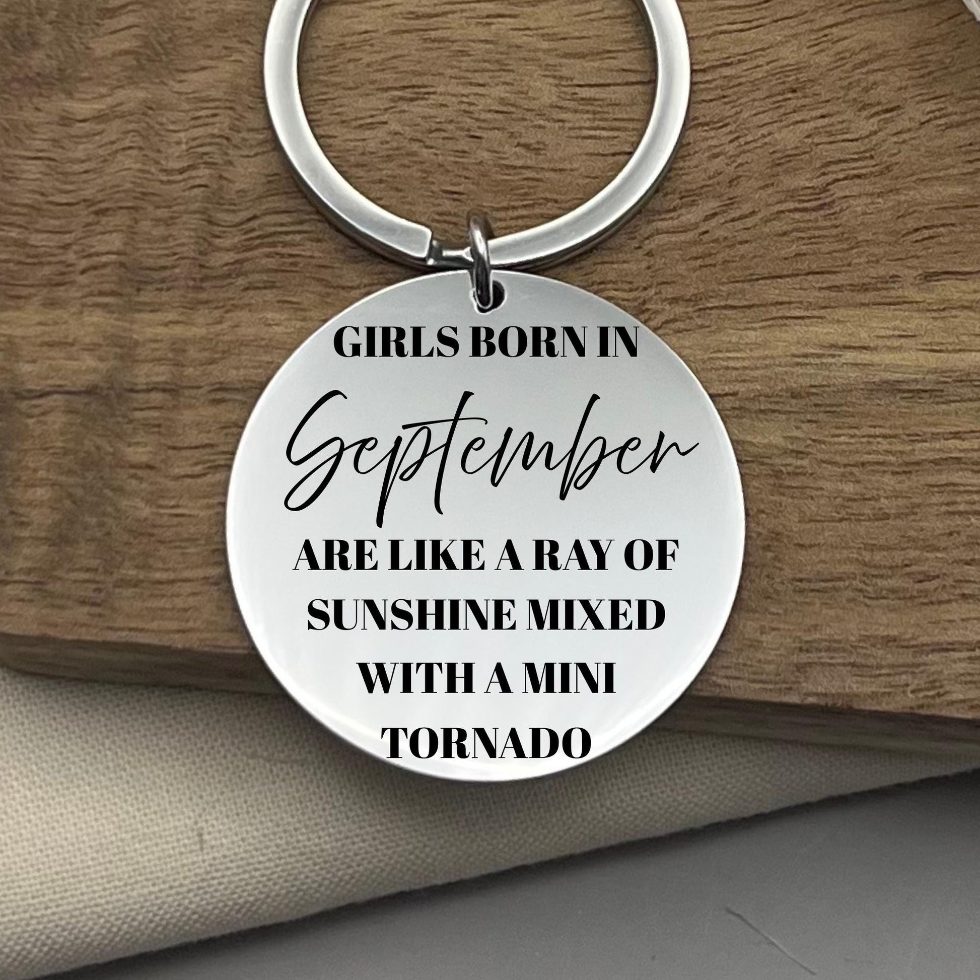 Personalized September Girl Keychain: Stainless Steel Birthday Gift