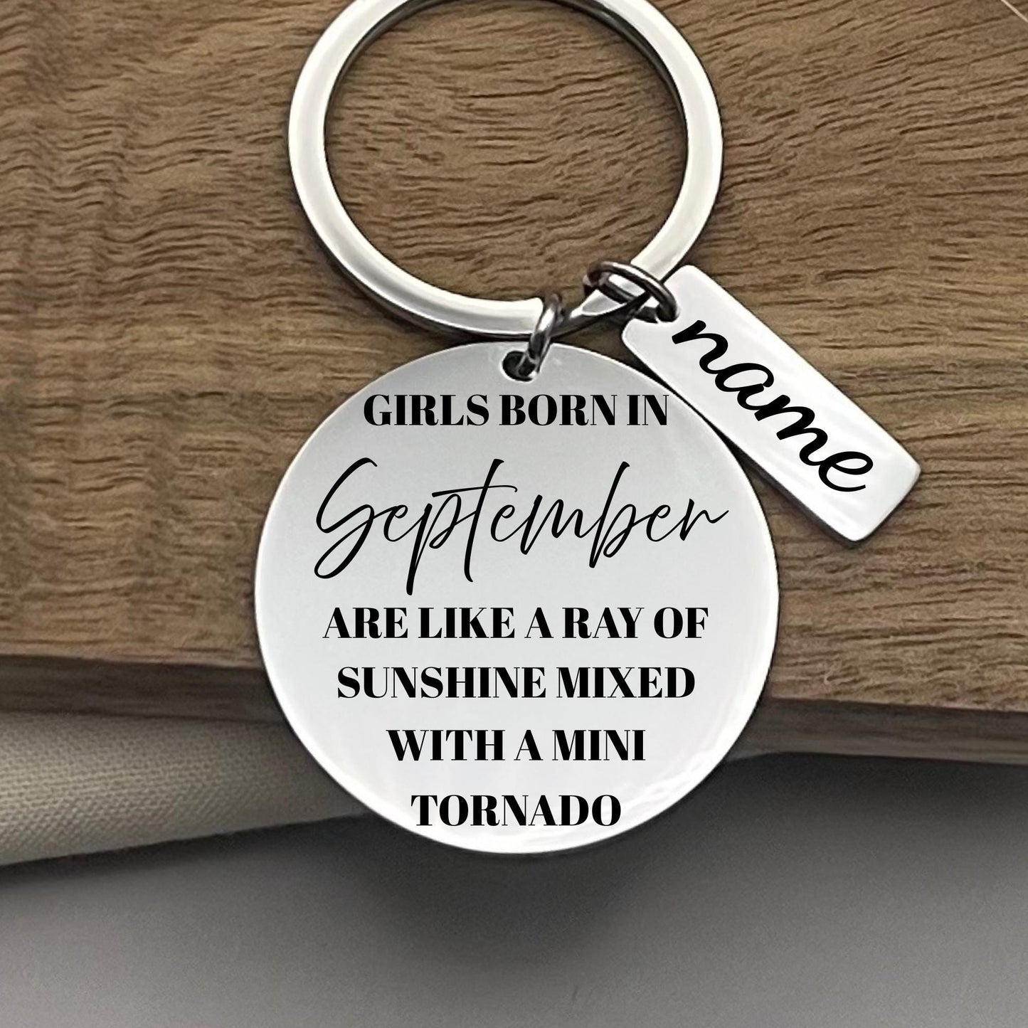 Personalized September Girl Keychain: Stainless Steel Birthday Gift