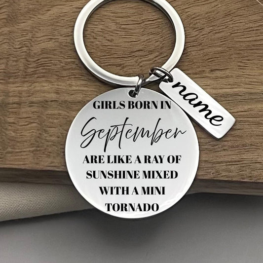 Personalized September Girl Keychain: Stainless Steel Birthday Gift